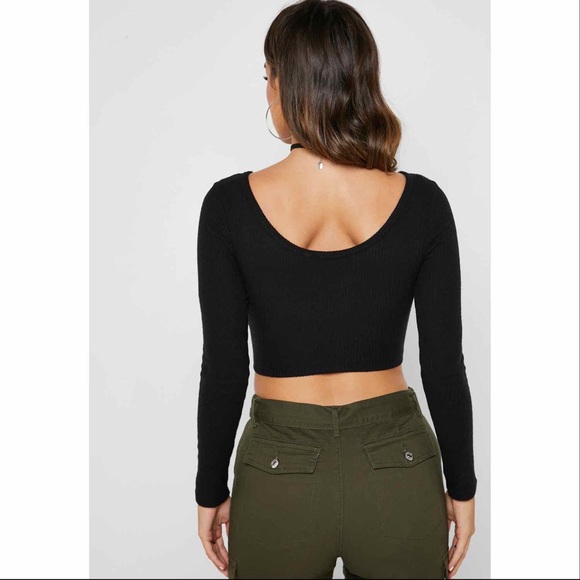 Forever 21 Long Sleeve Front Tie Crop Top - Picture 4 of 10